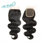 Ali Grace Brazilian Body Wave Closure 4x4 Transparent Lace Color Hand Tied Remy Human Hair Brazilian Lace Closure