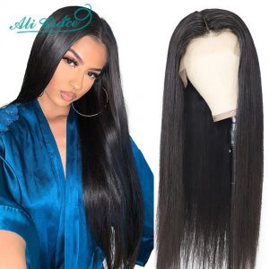 Ali Grace 13x4 Lace Front Human Hair Wigs For Black Women Pre Plucked Hair Line Remy Brazilian Straight Lace Wig With Baby Hair