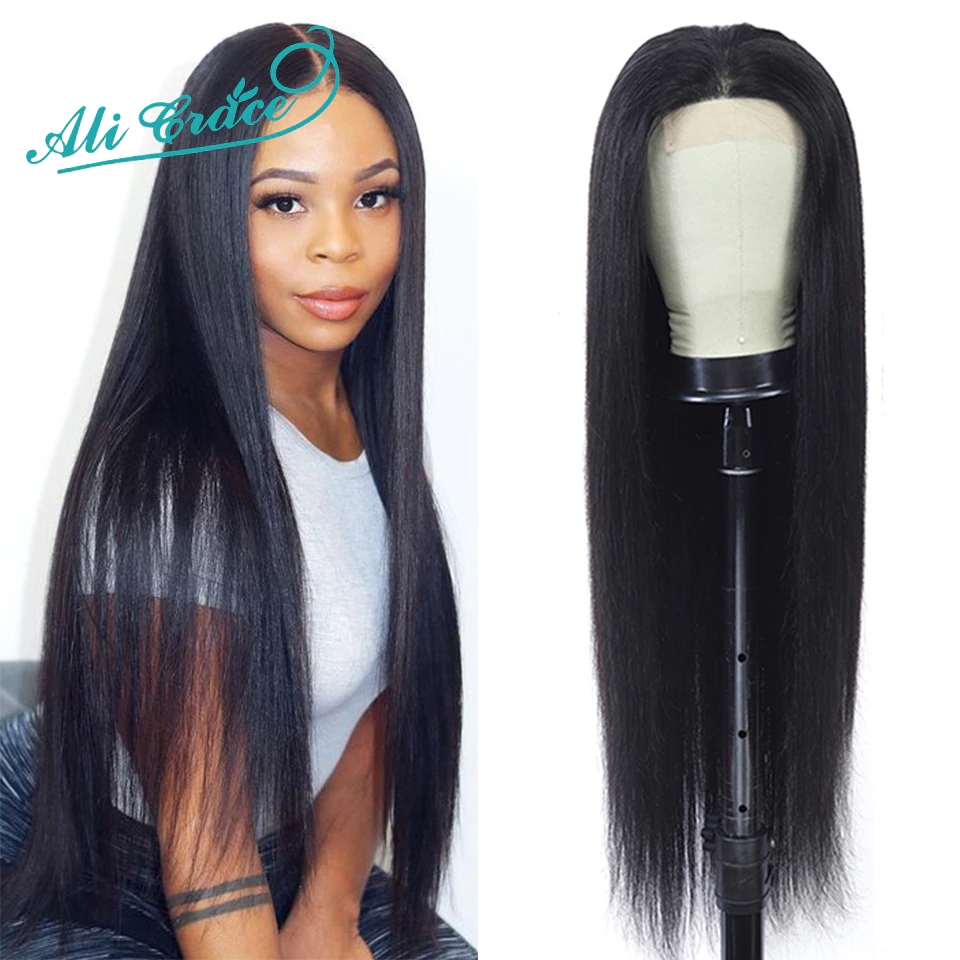 Ali Grace straight Wave 5x5 Lace Closure Wig Brazilian Closure Wig Human Hair Wigs 180% Full Density Pre-Plucked Lace Front Wigs