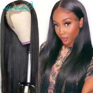 Ali Grace Fake Scalp Wig Straight Lace Front Wigs for Black Women Invisible Knots Premade Fake Scalp Lace Front Human Hair Wigs