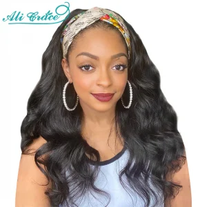 Ali Grace Hair Body Wave Headband Wig for Women Brazilian Body Wig with Adjustable Bangs No Glue No Gel Headband Hair Wigs
