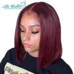 99J Straight Bob Closure Wig 4x4 Bob Wig Lace Front Human Hair Wigs Natural Hairline Short Blunt Cut Bob Femme for Women