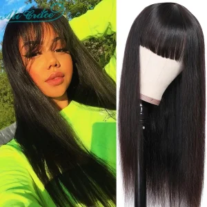 Ali Grace Wigs Cheap Brazilian Straight Hair Wigs with Hair Bangs 10-26''Hair Wigs Full Machine Made Human Hair Wigs for Women
