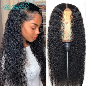 Malaysian Curly Human Hairs Wigs 13x4 Pre-plucked Curly Lace Front Wig with Baby Hair Ali Grace Hair Deep Curly Wigs