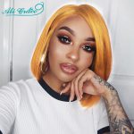 Light Orange Hair Straight Bob Lace Front Wig 13X6 Human Hair Bob Wigs Brazilian Wig Can Be Dyed Orange Color Short Bob Wigs
