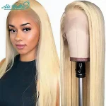 Blonde 613 Lace Front Human Hair Wigs Brazilian Straight 4x4 5x5 Lace Closure Wigs Ali Grace 613 Pre-Plucked Lace Closure Wig