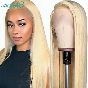 Blonde 613 Lace Front Human Hair Wigs Brazilian Straight 4x4 5x5 Lace Closure Wigs Ali Grace 613 Pre-Plucked Lace Closure Wig