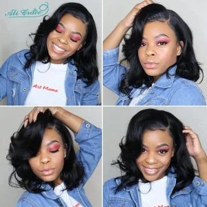 Ali Grace Body Wave Lace Closure Wig Brazilian Closure Wig Human Hair Wigs For Women 180% Density Lace Wigs 10inch