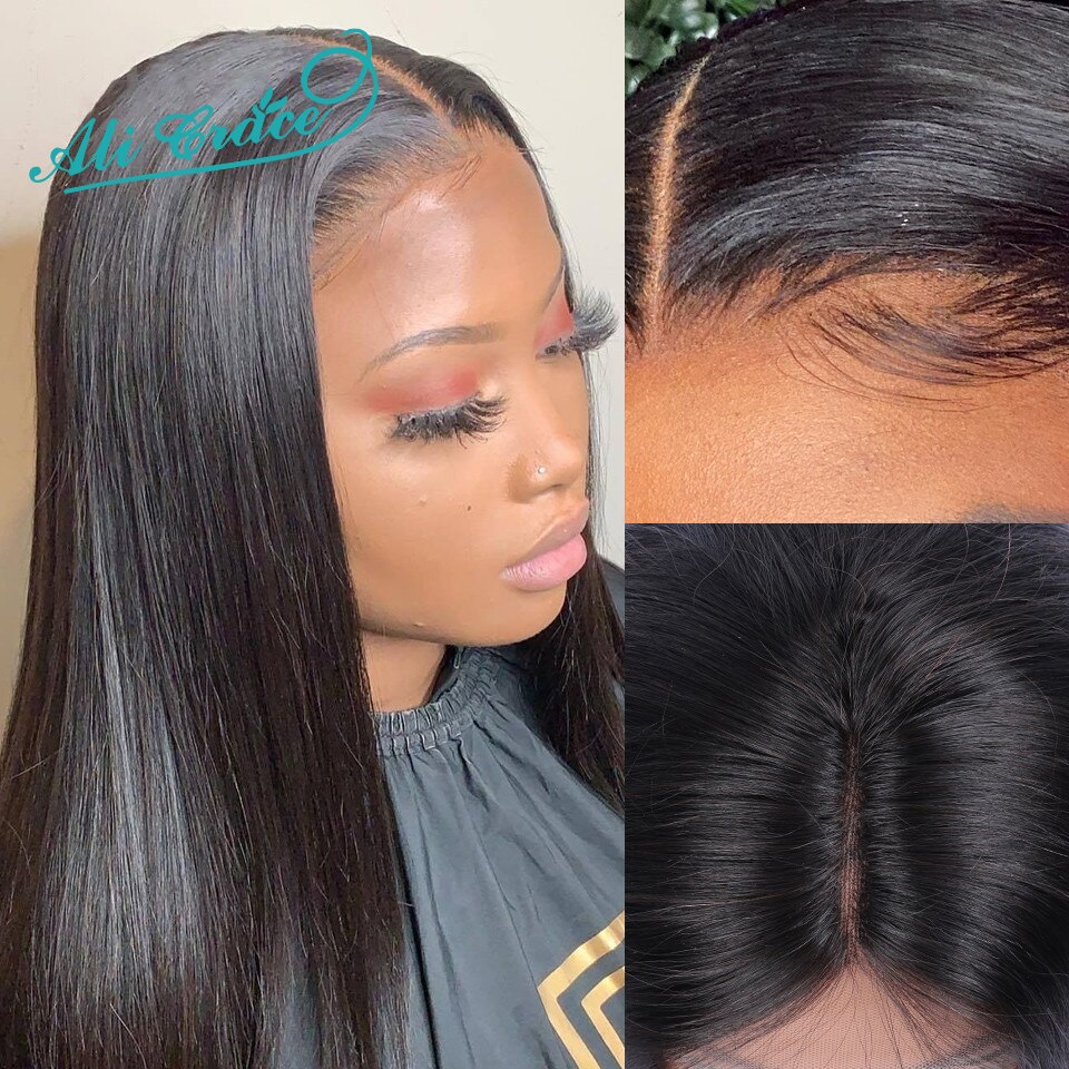 Ali Grace straight Wave 5x5 Lace Closure Wig Brazilian Closure Wig Human Hair Wigs 180% Full Density Pre-Plucked Lace Front Wigs - Image 2