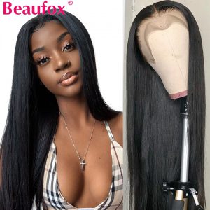 Beaufox 13x4 Lace Front Wigs For Women Brazilian Straight Lace Front Human Hair Wigs Pre Plucked Hairline With Baby Hair Remy