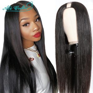 Straight U Part Hair Wig Human Hair For Women Brazilian Straight Hair Wigs 150% Density Ali Grace U Part Shape Wig Glueless Wigs