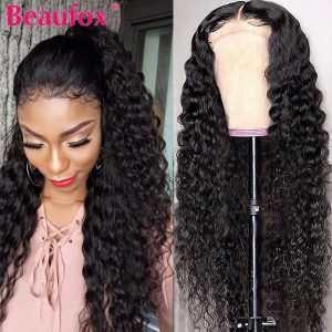 Beaufox Brazilian Deep Wave Lace Front Human Hair Wigs With Baby Hair Pre Plucked Human Hair Lace Front Wigs 180% Remy Wigs