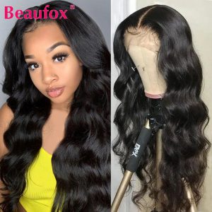 Beaufox Body Wave T Part Lace Wig Lace Part Human Hair Wigs Brazilian Wavy Human Hair Wigs For Women Remy Middle Part Wigs