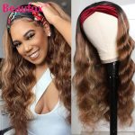 Beaufox Ombre Highlight Headband Wig Human Hair Wigs For Women Body Wave Brazilian Hair Wigs Blonde Brown Human Hair Wigs Remy