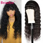 Beaufox Loose Deep Wave Wigs With Bangs Glueless Human Hair Wigs Brazilian Hair Wig With Bangs For Black Women Remy 8-26 Inches