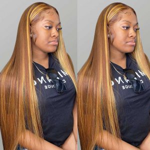 CHEAP 26 Inch Straight Lace Front Wig Highlight Wig Human Hair HD Lace Frontal Wig TPART Brazilian Lace Front Human Hair Wigs