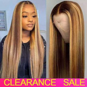 26 Inch Straight Lace Front Wig Highlight Wig Human Hair Colored Ombre Lace Front Human Hair Wigs T part HD Lace Frontal Wig