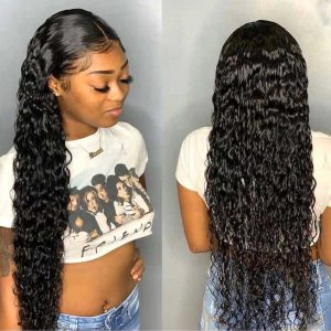 CHEAP 180 Density Water Wave Wig Transparent Human Hair Lace Wigs Remy T Part Brazilian Wet And Wavy Human Hair Wigs For Women