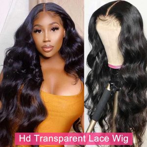 CHEAP 200 Density Lace Wig Body Wave Lace Front Wig Transparent Lace Wigs For Women Human Hair Curly Human Hair Wig T Remy Wig