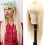 Ali Grace Wigs Blonde 613 Straight Human Hair Wigs with Bang No Lace Machine Made Hair Wigs For Black Women Fringe Wigs Can Dyed