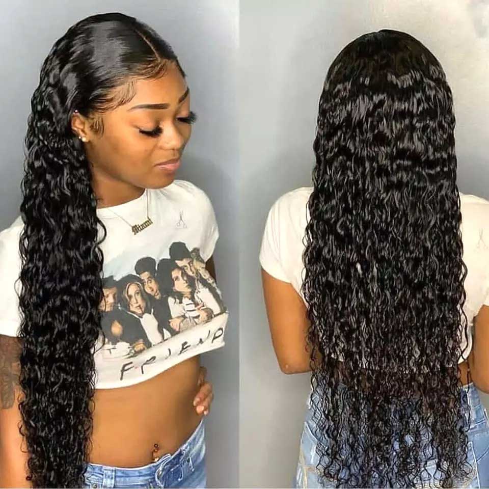 200% Water Wave Lace Front Wig HD Lace Frontal Wig Wet And Wavy Lace Front Human Hair Wigs T Part Brazilian Curly Human Hair Wig
