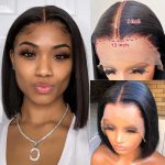 CHEAP Short Bob Wig Lace Front Human Hair Wigs Transparent Straight Lace Front Wig T Part Brazilian Bone Straight Human Hair Wig