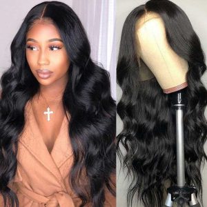 Cheap 180 Density 30 Inch Body Wave Wigs Long Transparent Lace WigsT Part Brazilian Wavy Human Hair Wigs For Black Women