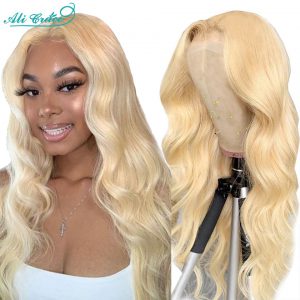 Blonde 613 Body Wave Lace Closure Wig Brazilian Pre Plucked 5x5 Closure Wigs for Black Women Ali Grace Blonde 613 Color Hair Wig