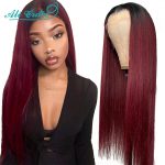 T1B/99J Lace Front Wig Pre-plucked Brazilian Straight Lace Wig 13x4 Lace Frontal Human Hair Wigs with Baby Hair Colored Wigs