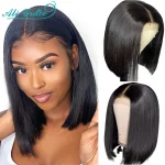 Ali Grace Wigs Short Blunt Bob Wigs 20CM Human Hair Lace Part Wigs for Women Pre Plucked Hairline with Baby Hair Deep Part Wigs