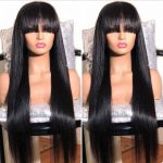 Straight Human Hair Wigs With Bangs Remy Brazilian Straight Hair Wig With Bangs 150% Full Machine Made Wig With Bangs Human Hair