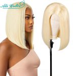 Blonde 613 T Part Bob Lace Wig Brazilian Blunt Cut 13x5x1 T Part Human Hair Wigs Middle Part Ali Grace Straight 613 Bob Wigs