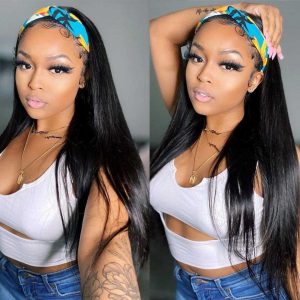 CHEAP Headband Wig Human Hair Bone Straight Human Hair Wig Full Machine Made 8-28 Long Remy Brazilian Straight Human Hair Wigs