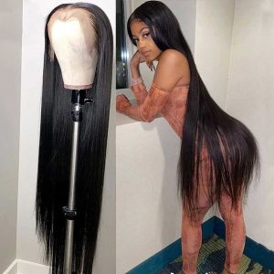 30 Inch Bone Straight Lace Front Human Hair Wigs for Black Women Pre Plucked Brazilian Hair Remy 13x4 HD Lace Frontal Wig