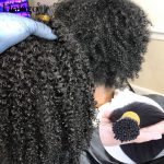3B 3C Afro Kinky Curly Bulk Microlinks Hair Extensions Mongolian Virgin Hair I tip Human Hair Extensions Black For Women Bundles