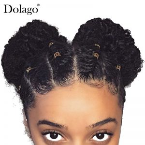 Afro Kinky Curly 360 Lace Frontal Closure Pre Plucked With Baby Hair Brazilian Remy Human Hair Dolago Hair Products