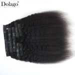 Kinky Straight Seamless Clip In Human Hair Extensions Brazilian Afro Blow Out Hair Kinky Coarse Invisible PU Clip Ins Dolago