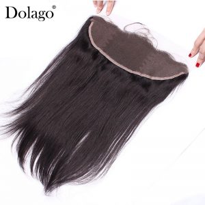 Yaki Straight 13x4 Lace Frontal Closure Brazilian Remy Hair Natural Black 100% Human Hair Free Part With Baby Hair Dolago