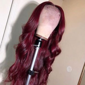 13x6 Lace Front Human Hair Wigs Pre Pluecked With Baby Hair #99J Body Wave Colored Purple Red Full Wavy Dolago Colorful Wig