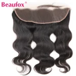 Beaufox 13x4 Pre Plucked Brazilian Lace Frontal Closure With Baby Hair Ear To Ear Frontal Closure Remy Human Hair Closure