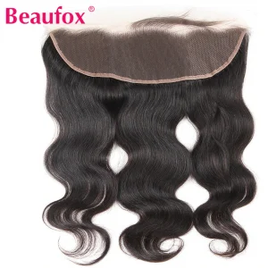 Beaufox 13x4 Pre Plucked Brazilian Lace Frontal Closure With Baby Hair Ear To Ear Frontal Closure Remy Human Hair Closure
