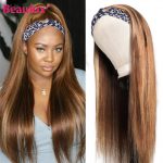 Beaufox Straight Highlight Headband Wig Human Hair Wigs For Women Brown Colored Human Hair Wigs Remy Ombre Brazilian Hair Wigs