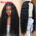 Malaysian Water Wave Lace Front Human Hair Wigs Pre Plucked Curly Human Hair Lace Front Wigs 13x4 Natural Hairline Beaufox Remy