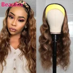 Beaufox Highlight Headband Wig Human Hair Wigs For Women Brazilian Body Wave Wigs Brown Blonde Ombre Human Hair Wig Remy No Glue