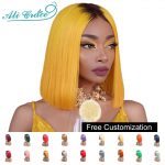 Colorful Bob 13x6 Lace Front Wigs For Women Short Blunt Cut Bob Human Hair Wig Red Pink Brazilian 13x6 Frontal Straight Bob Wigs
