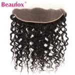 Beaufox Brazilian Water Wave Ear To Ear Lace Frontal Closure 100% Human Hair Frontal Natural Black Remy Free Part