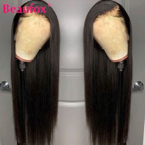 Beaufox Straight Lace Front Wigs For Black Women Brazilian Lace Front Human Hair Wig Baby Hair 13x4 Human Lace Wig 180% Remy