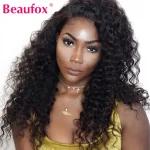 Beaufox Lace Front Human Hair Wigs Deep Wave Wig Pre Plucked Lace Wig With Baby Hair Remy Indian Hair Wigs 180% Density 13x4