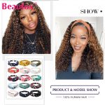 Beaufox Headband Wig Human Hair Wigs Ombre Water Wave Headband Human Hair Wigs For Women Indian Highlight Wigs Honey Blonde Wigs