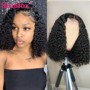 Beaufox Curly Bob Lace Front Wigs For Women Lace Front Human Hair Wigs Lace Closure Wig Brazilian Curly Wig Human Hair Remy